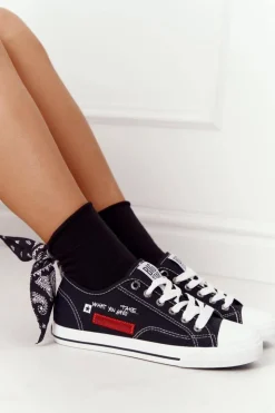 Damskie Big Star Shoes Damskie Trampki Z Napisem BIG STAR FF274082 Czarne