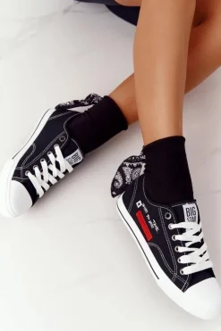 Damskie Big Star Shoes Damskie Trampki Z Napisem BIG STAR FF274082 Czarne