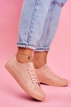 Clearance Boto Damskie Trampki Zamszowe Różowe El Paso