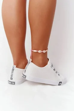 Big Star Shoes Trampki Damskie Big Star|Trampki Damskie Niskie*Damskie Trampki Ze Ściągaczami BIG STAR HH274094 Białe