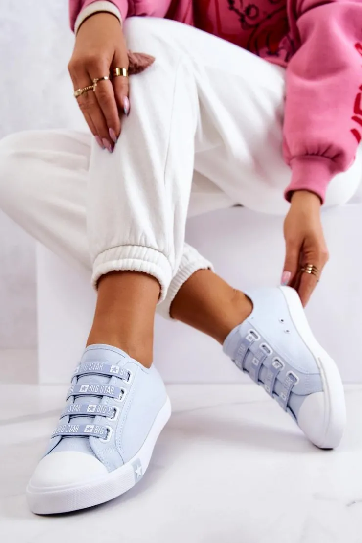 Damskie Big Star Shoes Damskie Trampki Ze Ściągaczami BIG STAR HH274095 Niebieskie