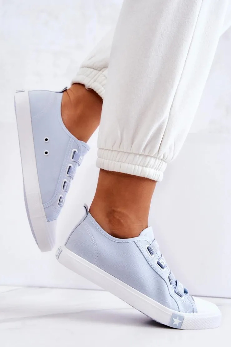 Damskie Big Star Shoes Damskie Trampki Ze Ściągaczami BIG STAR HH274095 Niebieskie