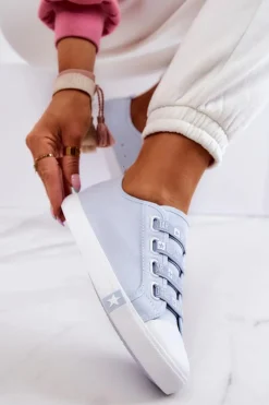 Damskie Big Star Shoes Damskie Trampki Ze Ściągaczami BIG STAR HH274095 Niebieskie