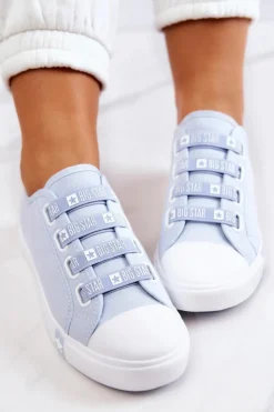 Damskie Big Star Shoes Damskie Trampki Ze Ściągaczami BIG STAR HH274095 Niebieskie