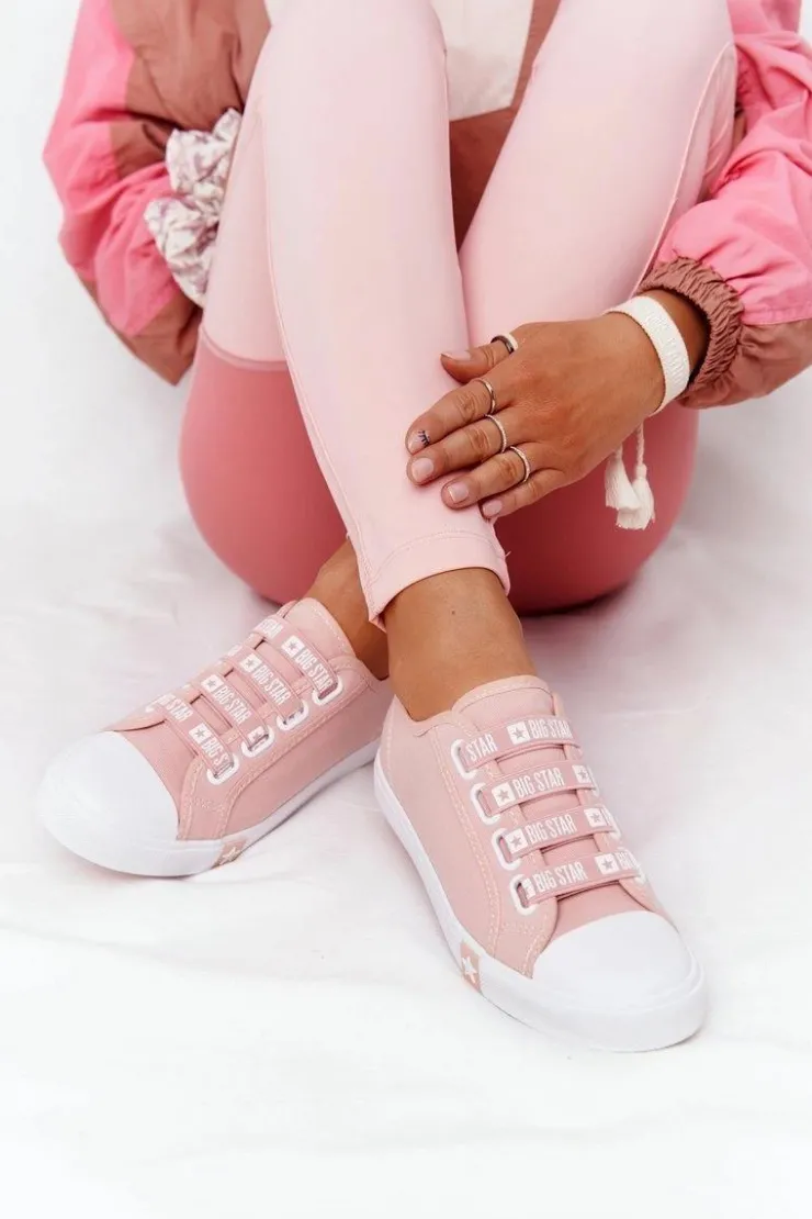 Discount Big Star Shoes Damskie Trampki Ze Ściągaczami BIG STAR HH274096 Różowe
