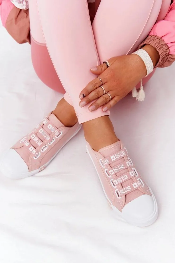 Discount Big Star Shoes Damskie Trampki Ze Ściągaczami BIG STAR HH274096 Różowe