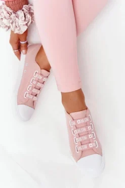 Discount Big Star Shoes Damskie Trampki Ze Ściągaczami BIG STAR HH274096 Różowe