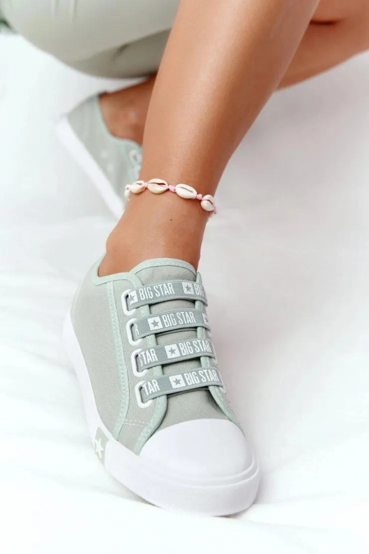 Damskie Big Star Shoes Damskie Trampki Ze Ściągaczami BIG STAR HH274097 Zielone