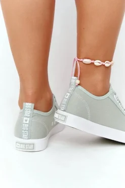 Damskie Big Star Shoes Damskie Trampki Ze Ściągaczami BIG STAR HH274097 Zielone