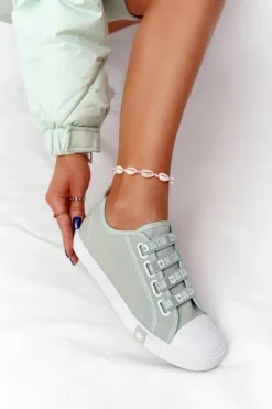 Damskie Big Star Shoes Damskie Trampki Ze Ściągaczami BIG STAR HH274097 Zielone