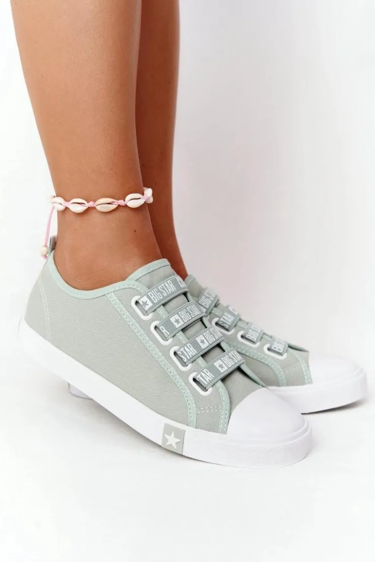 Damskie Big Star Shoes Damskie Trampki Ze Ściągaczami BIG STAR HH274097 Zielone