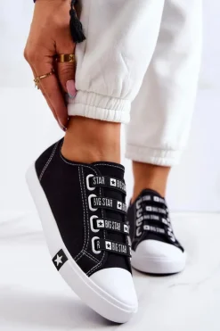 Damskie Big Star Shoes Damskie Trampki Ze Ściągaczami BIG STAR HH274098 Czarne