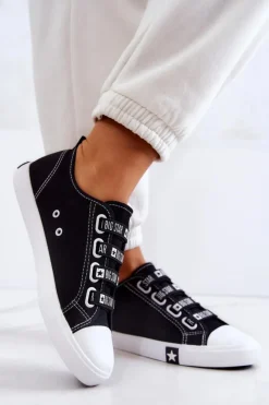 Damskie Big Star Shoes Damskie Trampki Ze Ściągaczami BIG STAR HH274098 Czarne