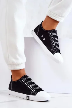 Damskie Big Star Shoes Damskie Trampki Ze Ściągaczami BIG STAR HH274098 Czarne