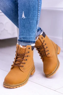 Boto Damskie Trapery|Botki Sznurowane*Damskie Traperki Timberki z Futerkiem Smith's Polari