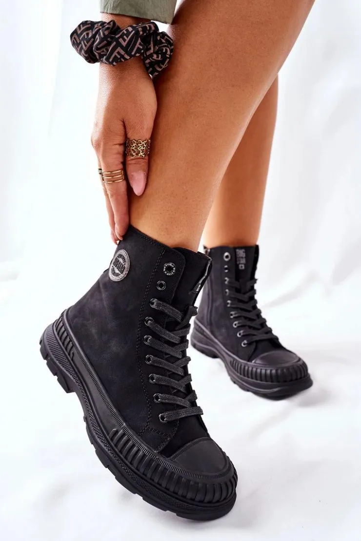 Outlet Big Star Shoes Damskie Trapery Big Star II274351 Czarne