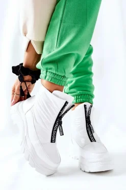 Outlet Buty damskie Vinceza Damskie Trapery Botki Białe Echowen