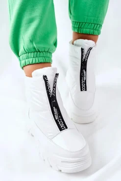 Outlet Buty damskie Vinceza Damskie Trapery Botki Białe Echowen