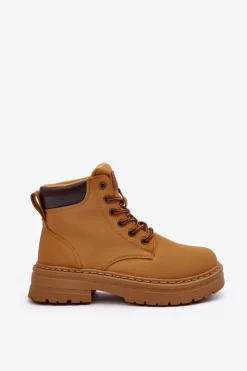 Sale Boto Damskie Trapery Botki Ocieplane Brązowe Corbin Brązowy