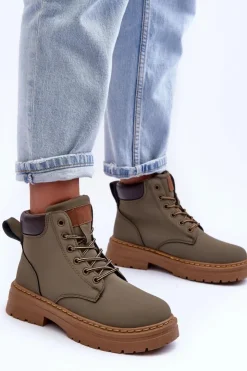 Boto Botki Ocieplane|Damskie Trapery*Damskie Trapery Botki Ocieplane Zielone Corbin Zielony