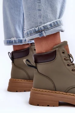 Boto Botki Ocieplane|Damskie Trapery*Damskie Trapery Botki Ocieplane Zielone Corbin Zielony