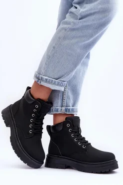 Best Boto Damskie Trapery Botki Ocieplane Czarne Corbin Czarny