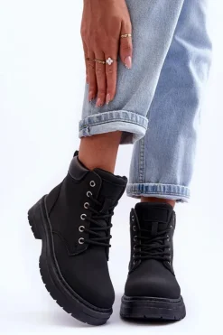 Best Boto Damskie Trapery Botki Ocieplane Czarne Corbin Czarny