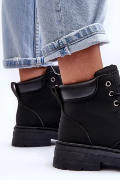 Best Boto Damskie Trapery Botki Ocieplane Czarne Corbin Czarny