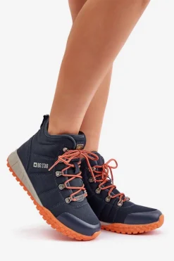 New Big Star Shoes Damskie Trapery Buty Sportowe Big Star KK274215 Memory Foam System Granatowe Niebieski