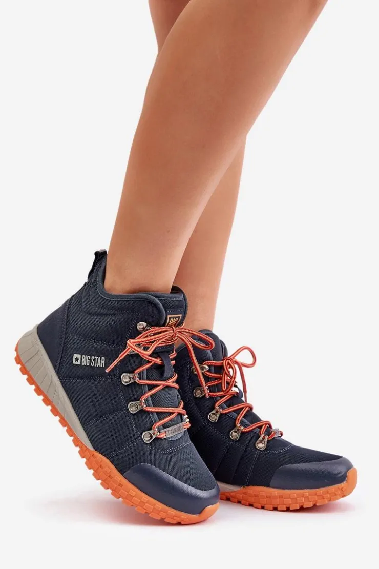 New Big Star Shoes Damskie Trapery Buty Sportowe Big Star KK274215 Memory Foam System Granatowe Niebieski