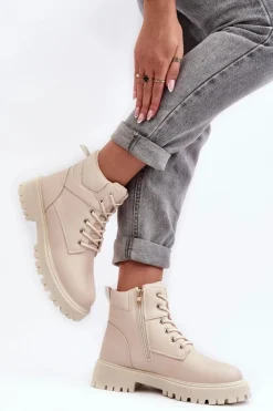 Damskie Evento Damskie Trapery Na Suwak Ocieplane Beżowe Gremiva