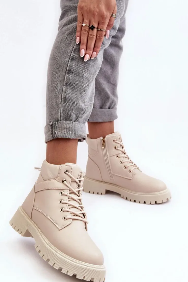 Damskie Evento Damskie Trapery Na Suwak Ocieplane Beżowe Gremiva