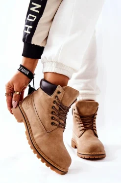 Discount Boto Damskie Trapery Ocieplane Beżowe Crush