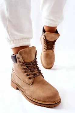 Discount Boto Damskie Trapery Ocieplane Beżowe Crush