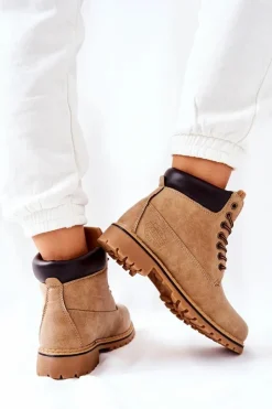 Discount Boto Damskie Trapery Ocieplane Beżowe Crush