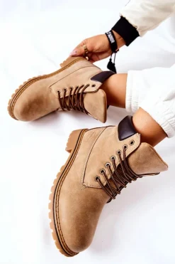 Discount Boto Damskie Trapery Ocieplane Beżowe Crush