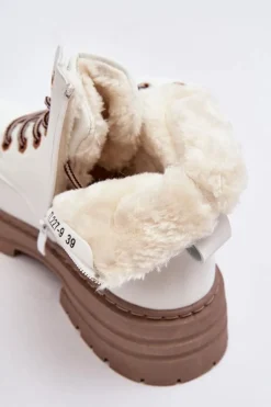 Damskie Boto Damskie Trapery Ocieplane Futerkiem Białe Fenan