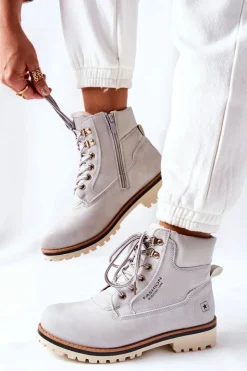 Evento Botki Ocieplane|Damskie Trapery*Damskie Trapery Timberki Z Ociepleniem Jasno Szare Tiempo