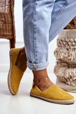 Discount Boto Damskie Welurowe Espadryle Żółte Vulcano