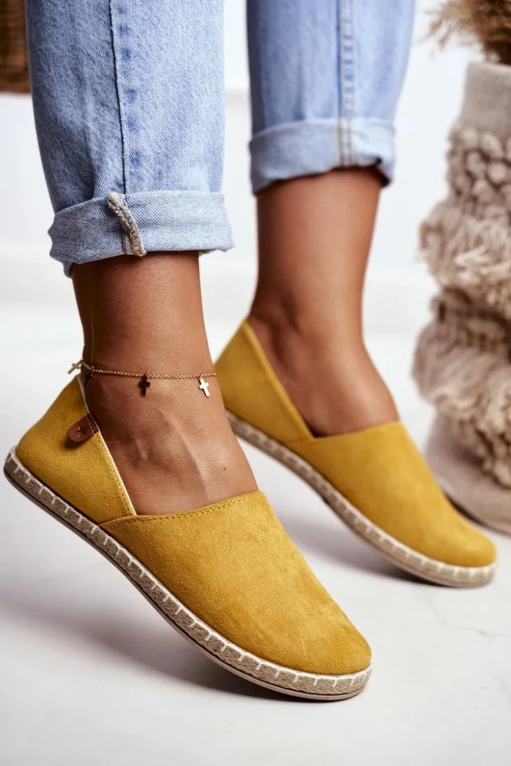 Discount Boto Damskie Welurowe Espadryle Żółte Vulcano