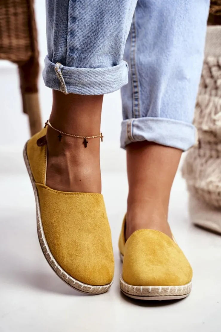 Discount Boto Damskie Welurowe Espadryle Żółte Vulcano