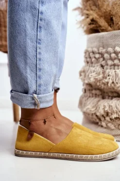 Discount Boto Damskie Welurowe Espadryle Żółte Vulcano