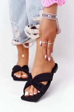 Clearance Boto Damskie Welurowe Klapki Czarne Vanilla Sky