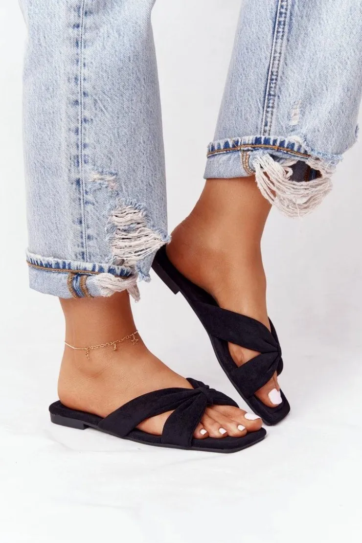 Clearance Boto Damskie Welurowe Klapki Czarne Vanilla Sky