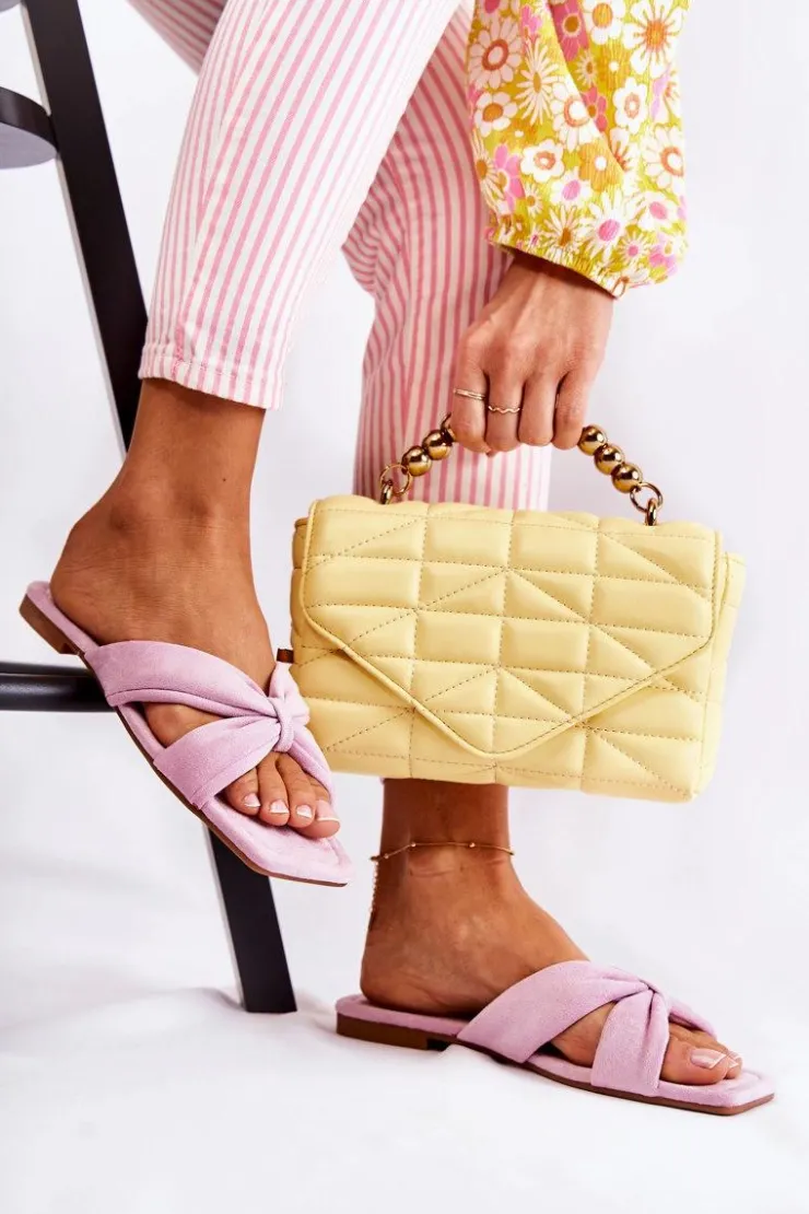 Online Boto Damskie Welurowe Klapki Jasnofioletowe Vanilla Sky