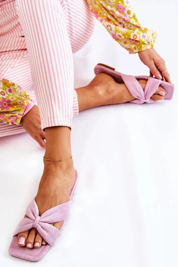 Online Boto Damskie Welurowe Klapki Jasnofioletowe Vanilla Sky