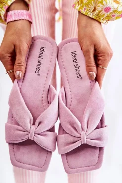 Online Boto Damskie Welurowe Klapki Jasnofioletowe Vanilla Sky