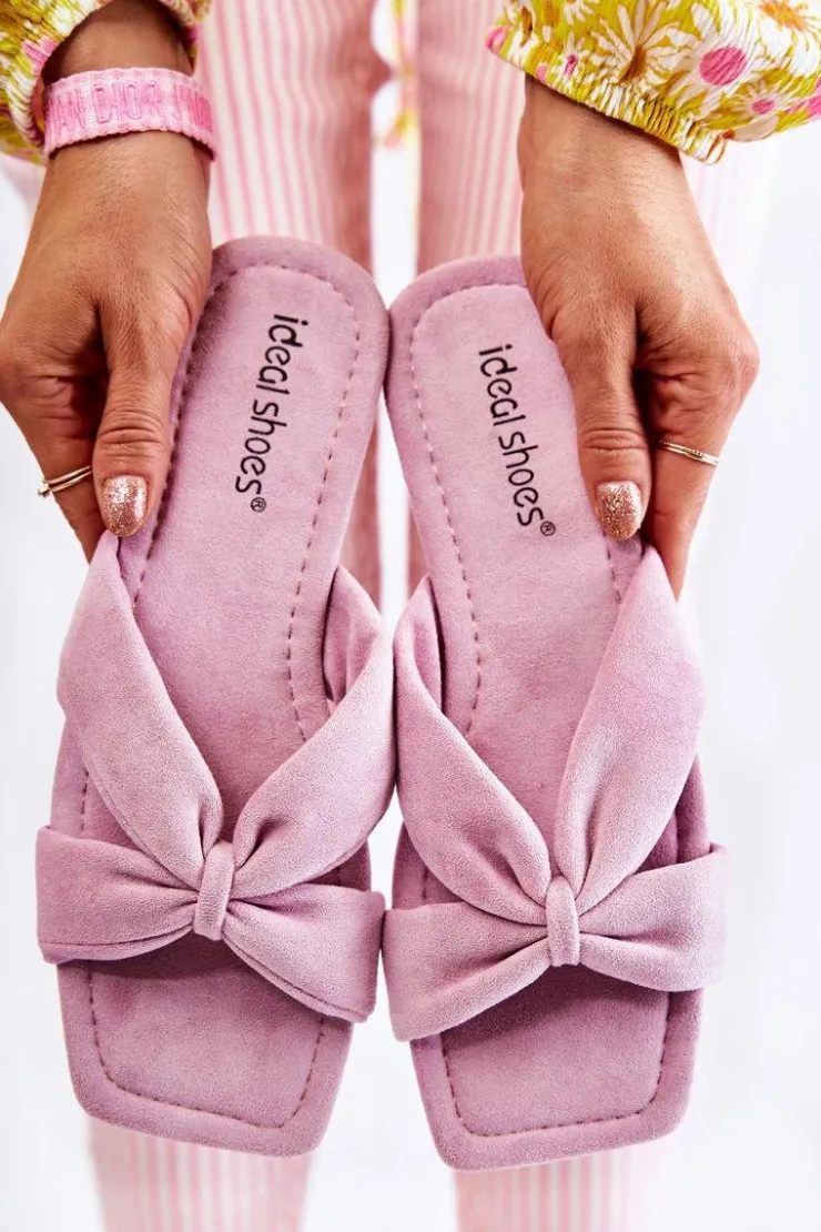 Online Boto Damskie Welurowe Klapki Jasnofioletowe Vanilla Sky