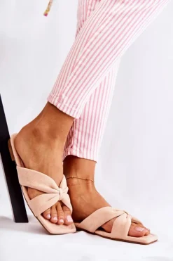 Boto Klapki Damskie Klasyczne*Damskie Welurowe Klapki Jasnoróżowe Vanilla Sky