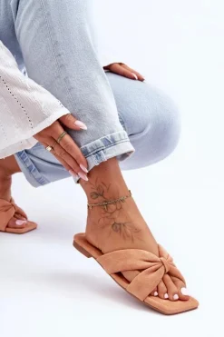 Discount Boto Damskie Welurowe Klapki Pomarańczowe Vanilla Sky